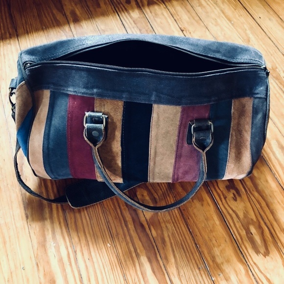 handmade suede leather Vietnamese weekend bag